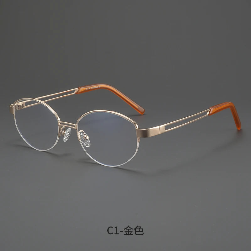 Bclear Unisex Semi Rim Oval Alloy Eyeglasses MY-124221