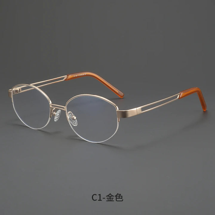 Bclear Unisex Semi Rim Oval Alloy Eyeglasses MY-124221