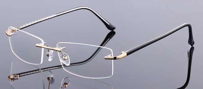 Brightzone Unisex Rimless Square Titanium Alloy Eyeglasses 71866 Rimless Brightzone Gold