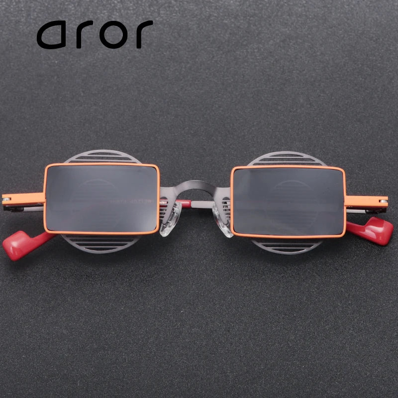 Aror Unisex Full Rim Round Alloy Eyeglasses Side Flip Sunglasses 76873