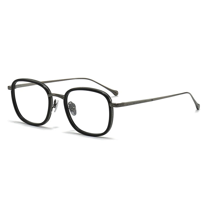 Black Mask Unisex Full Rim Square Titanium Eyeglasses 9014-2 Full Rim Black Mask Black-Gray  