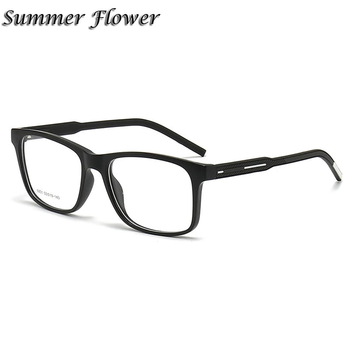 Summer Flower Men's Full Rim Square Tr 90 Titanium Eyeglasses 86801