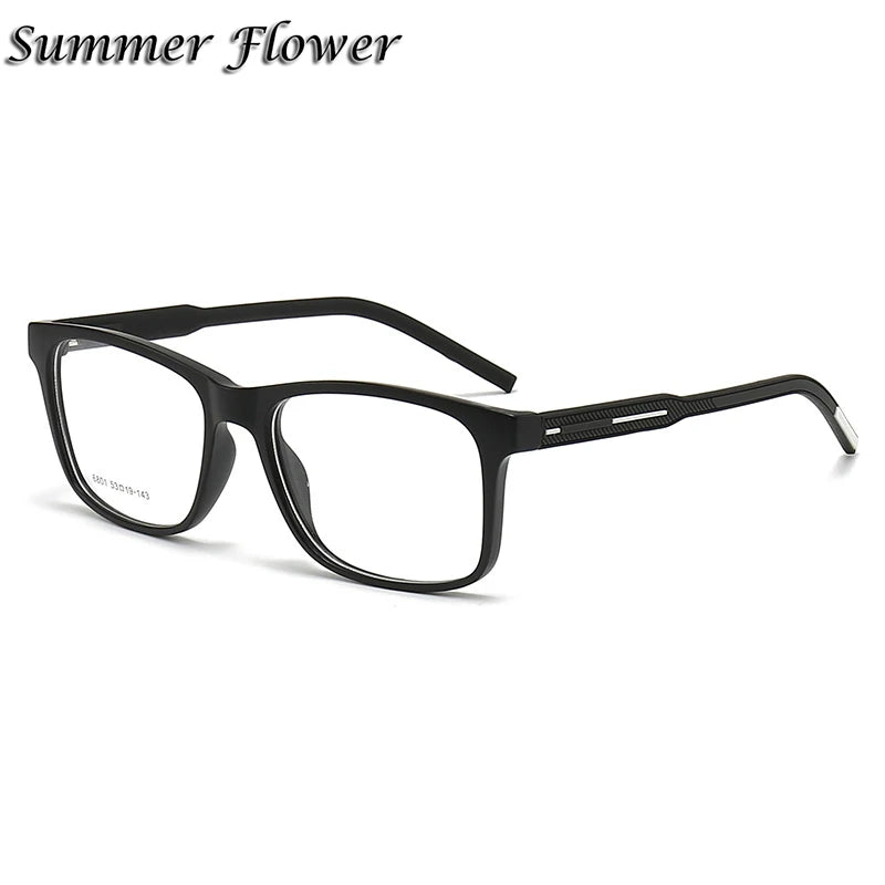 Summer Flower Men's Full Rim Square Tr 90 Titanium Eyeglasses 68014