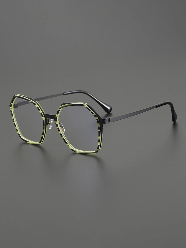 Nobler Unisex Full Rim Big Polygon Square Titanium Eyeglasses 48295