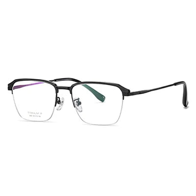 Ralferty Women's Semi Rim Square Titanium Eyeglasses 92032 Semi Rim Ralferty C1 Black CHINA