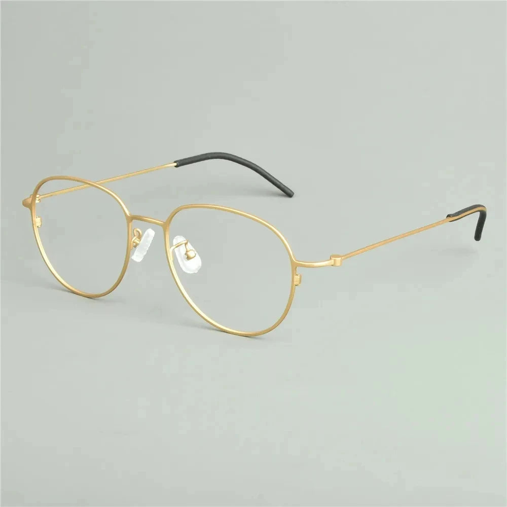 Aimee Unisex Full Rim Oval Square Titanium Eyeglasses Full Rim Aimee Golden  