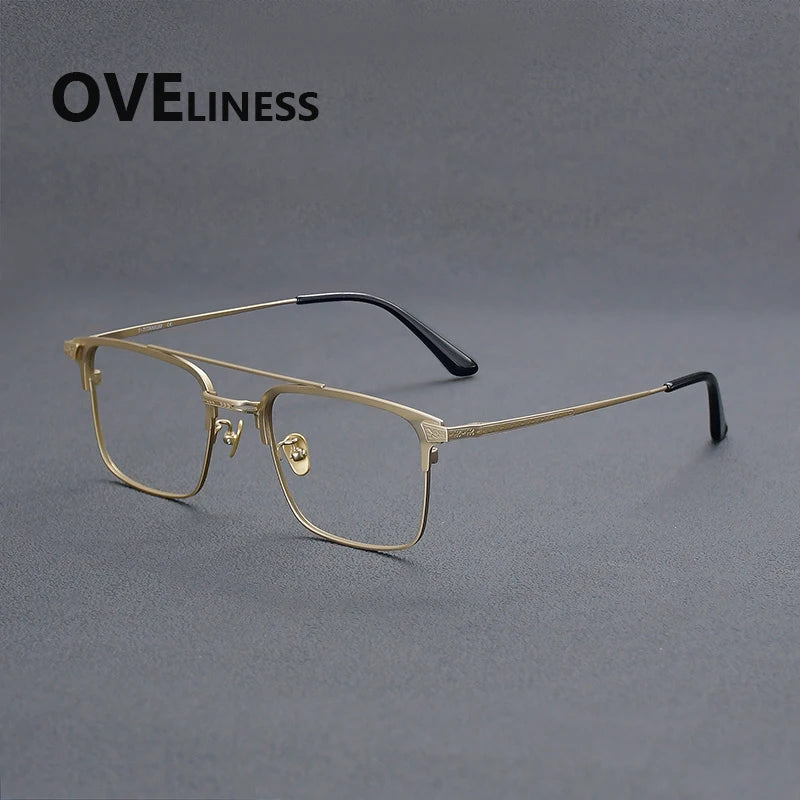 Oveliness Men's Full Rim Square Double Bridge Titanium Eyeglasses 981085