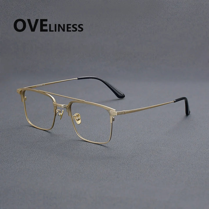 Oveliness Men's Full Rim Square Double Bridge Titanium Eyeglasses 981085