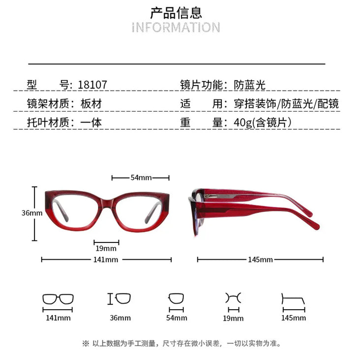 Reven Jate 18107 women's cat eye acetate prescription eyeglasses — view 2