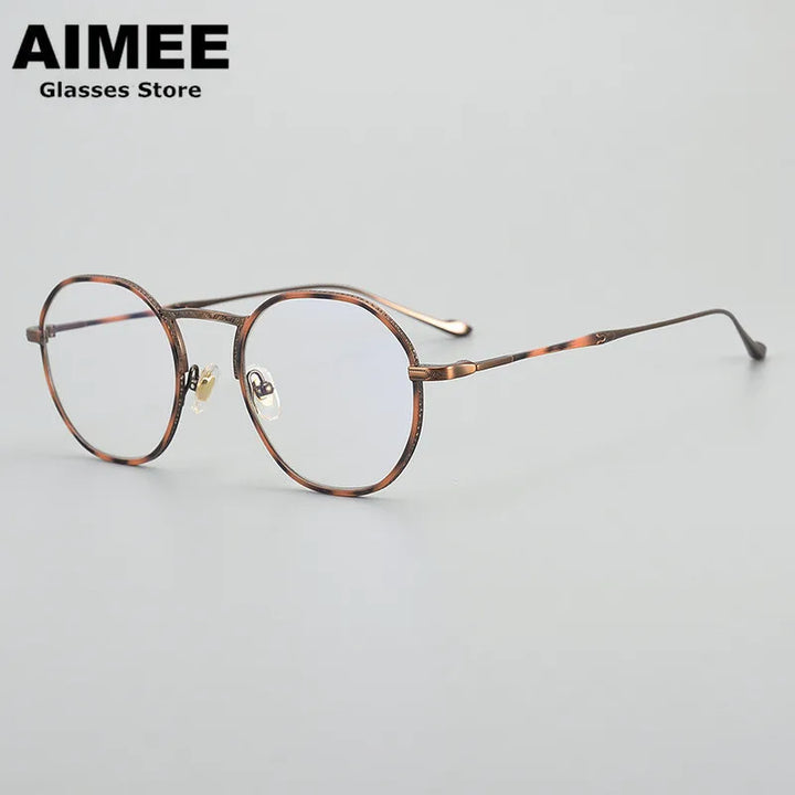 Aimee Unisex Full Rim Irregular Round Titanium Eyeglasses 5923 Full Rim Aimee Tortoise-Bronze  