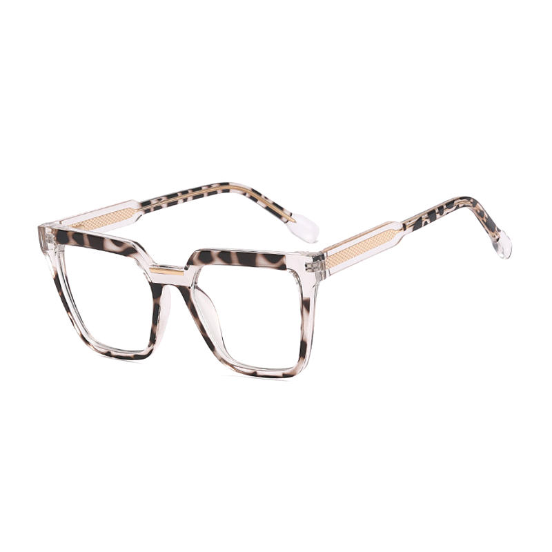 Ralferty Women's Full Rim Square Acetate Eyeglasses F82096 Full Rim Ralferty China C7 Clear Leopard 