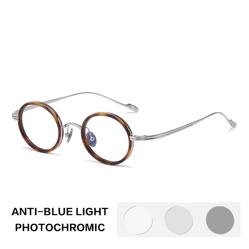 Gatenac Women's Full Rim Round Titanium Acetate Photochromic Reading Glasses36080