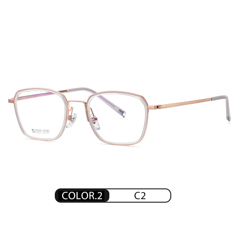 Reven Jate Unisex Full Rim Polygon Square Titanium Eyeglasses 72325