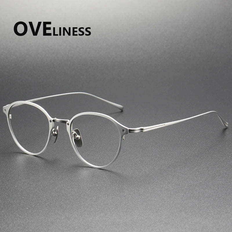 Oveliness Men's Full Rim Round Titanium Eyeglasses 642040