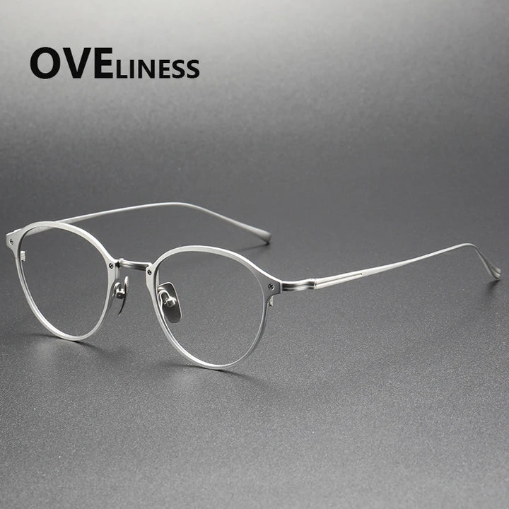 Oveliness Men's Full Rim Round Titanium Eyeglasses 642040