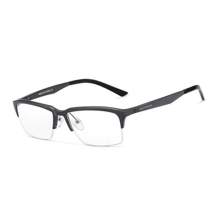 Hdcrafter Men's Semi Rim Square Al Mg Alloy Tr 90 Eyeglasses 58727