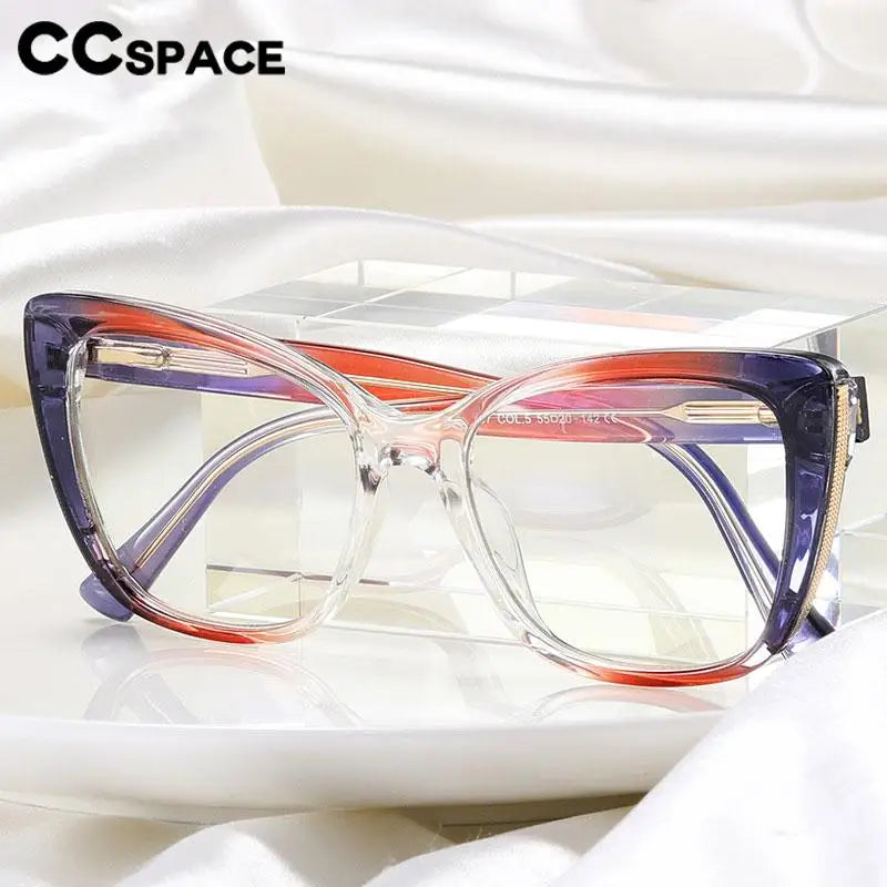 CCSpace Women's Full Rim Square Cat Eye Tr 90 Titanium Eyeglasses 57315 Full Rim CCspace   