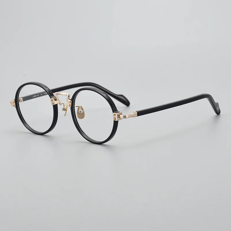 Gatenac Unisex Full Rim Round Acetate Titanium Eyeglasses Gxyj383