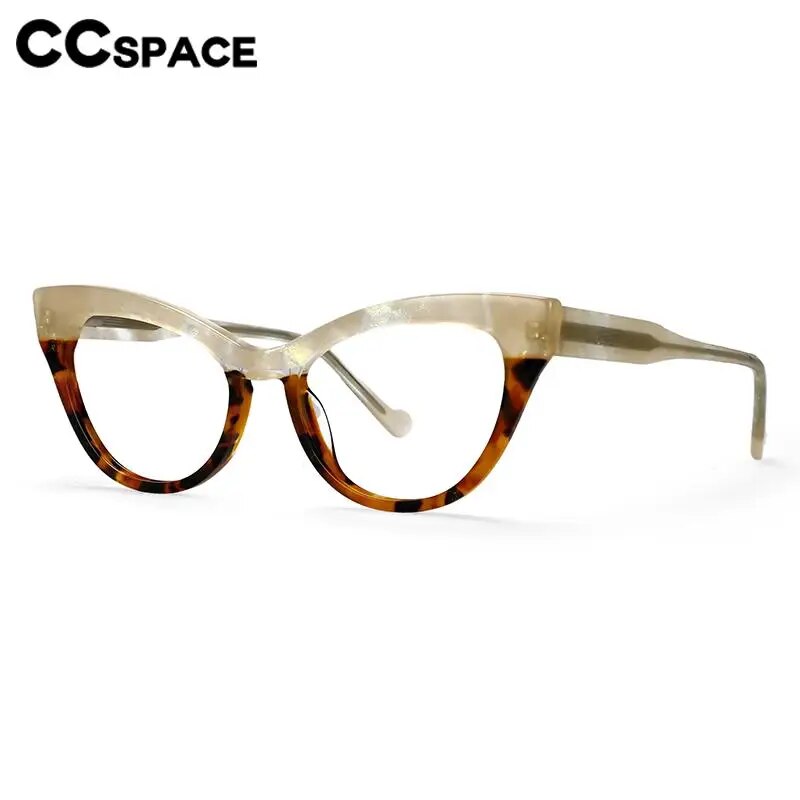 CCspace Unisex Full Rim Cat Eye Acetate Eyeglasses 57008 Full Rim CCspace   