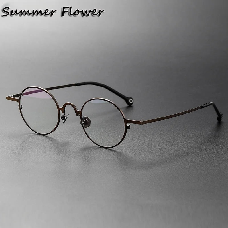 Summer Flower Unisex Full Rim Round Titanium-Alloy Eyeglasses 369080