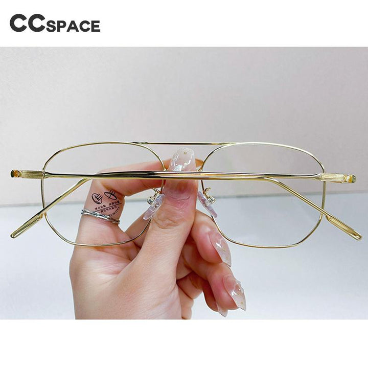 CCSpace Unisex Full Rim Square Double Bridge Alloy Eyeglasses 55896 Full Rim CCspace   