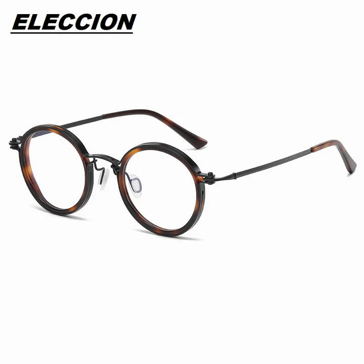 Eleccion Women's Full Rim Round Titanium Acetate Eyeglasses 5860