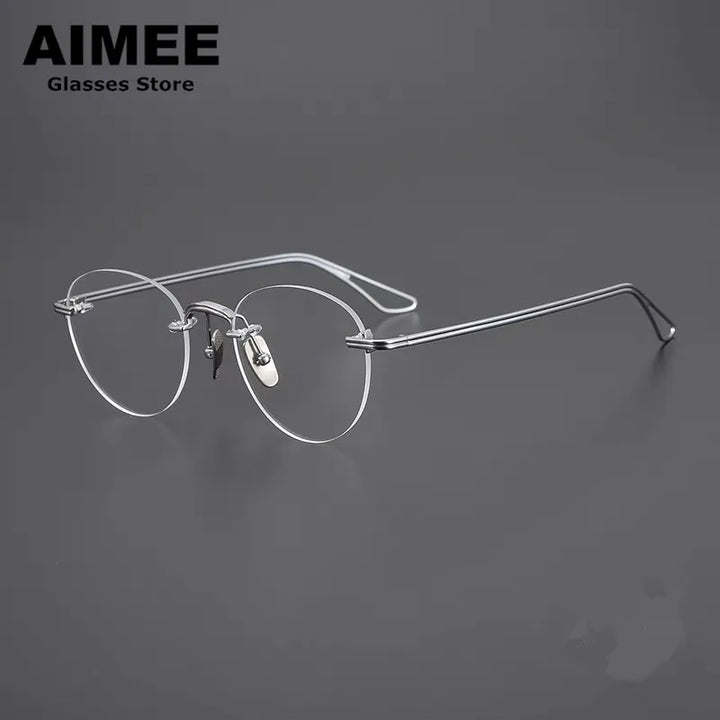 Aimee Women's Rimless Round Oval Titanium Eyeglasses 13439 Rimless Aimee   