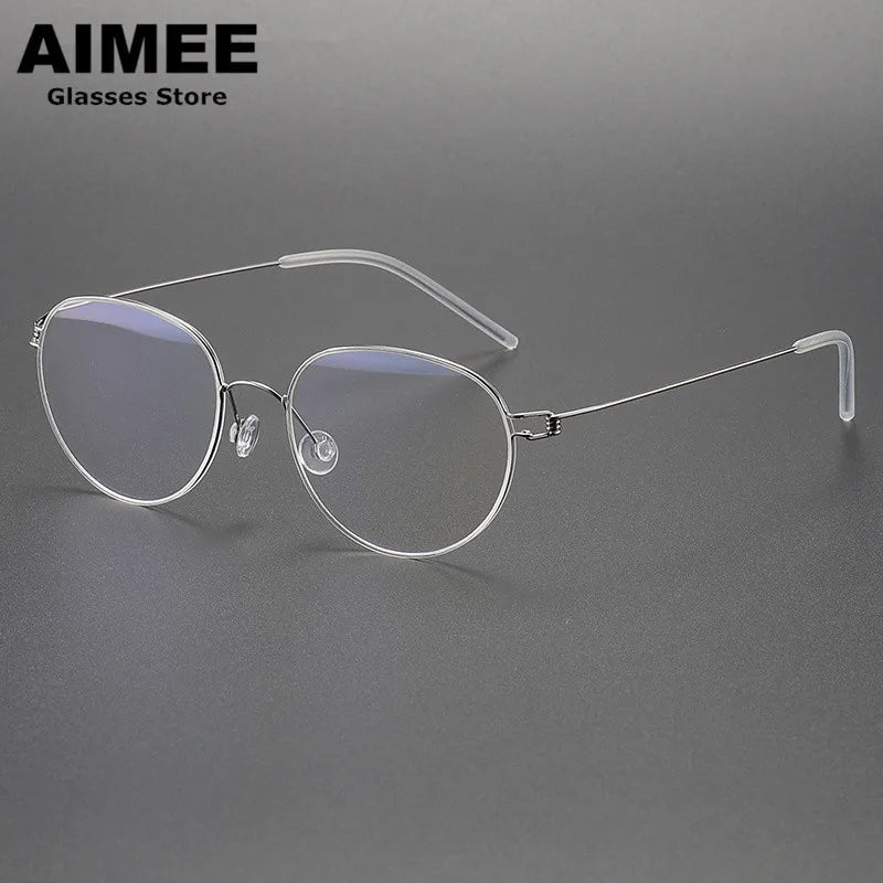 Aimee Womens Full Rim Oval Screwless Titanium Eyeglasses 52130