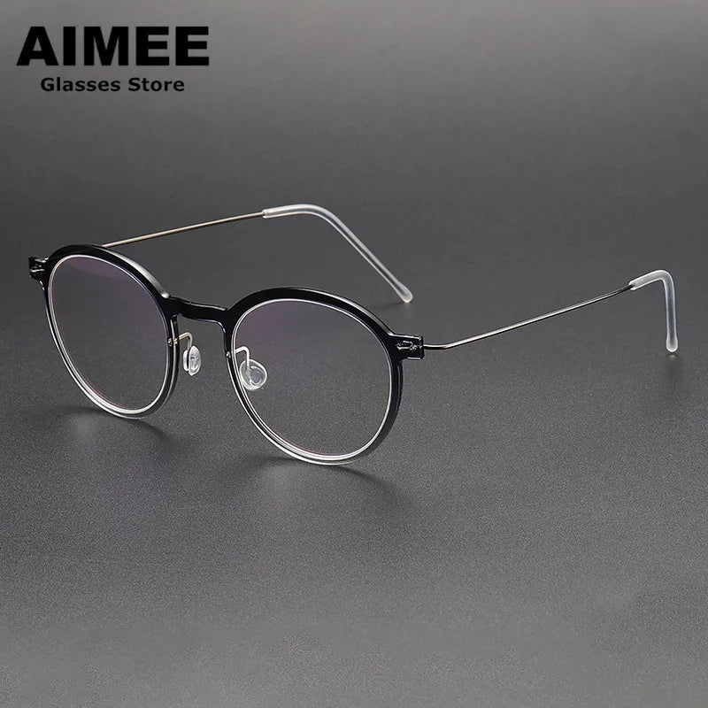 Aimee Women's Full Rim Round Titanium Acetate Eyeglasses 65864