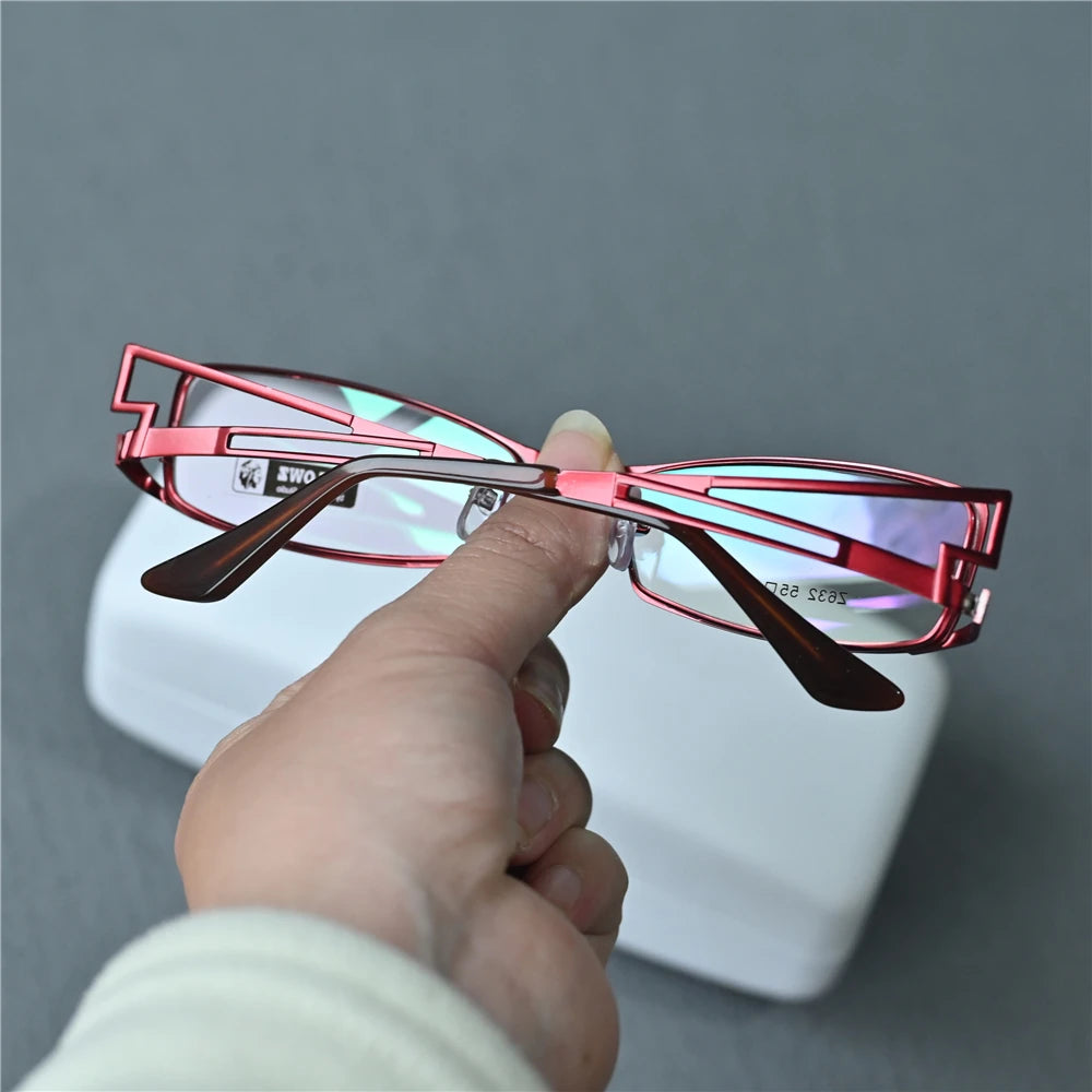 Cubojue Unisex Full Rim Small Rectangle Alloy Reading Glasses C632 Reading Glasses Cubojue +200 Red 