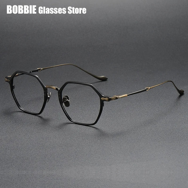 Bobbie Unisex Full Rim Flat Top Polygon Titanium Eyeglasses 893133