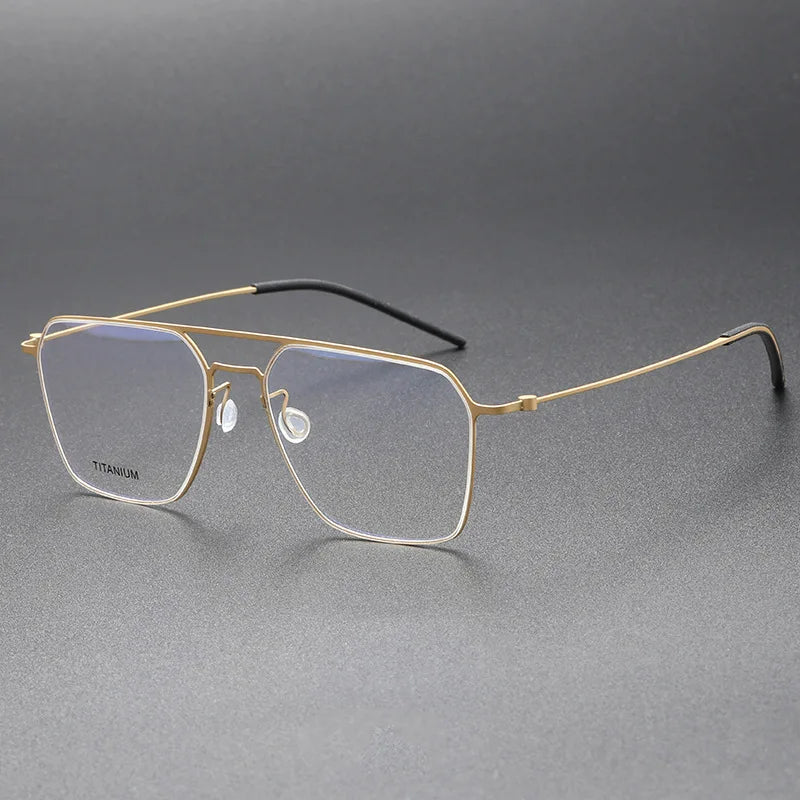 Muzz Unisex Full Rim Square Double Bridge Titanium Eyeglasses 5517 Full Rim Muzz gold  