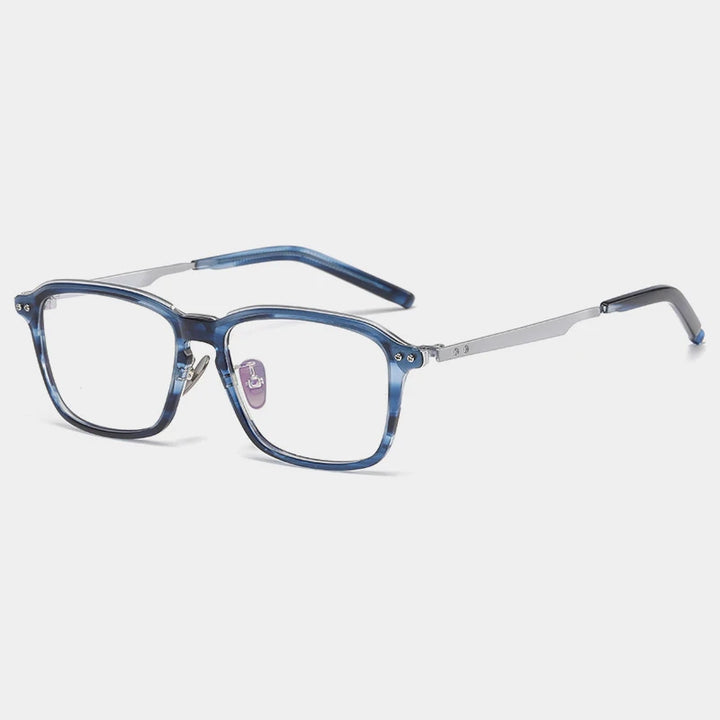 Gatenac Unisex Full Rim Square Acetate Titanium Eyeglasses Gxyj1195 Full Rim Gatenac Blue  