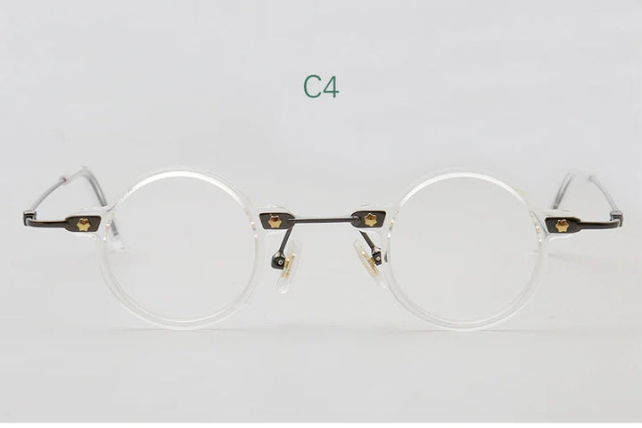 Yujo Unisex Full Rim Small Round Acetate Titanium Eyeglasses 14029 Full Rim Yujo C4 CHINA