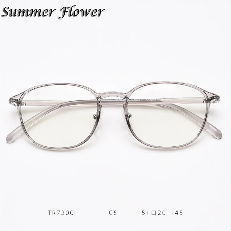 Summer Flower Women's Full Rim Oval Square Tr 90 Titanium Eyeglasses 87200