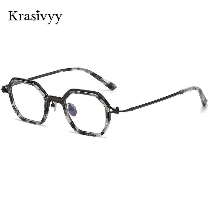 Krasivyy Unisex Full Rim Hexagon Titanium Acetate Eyeglasses 315871