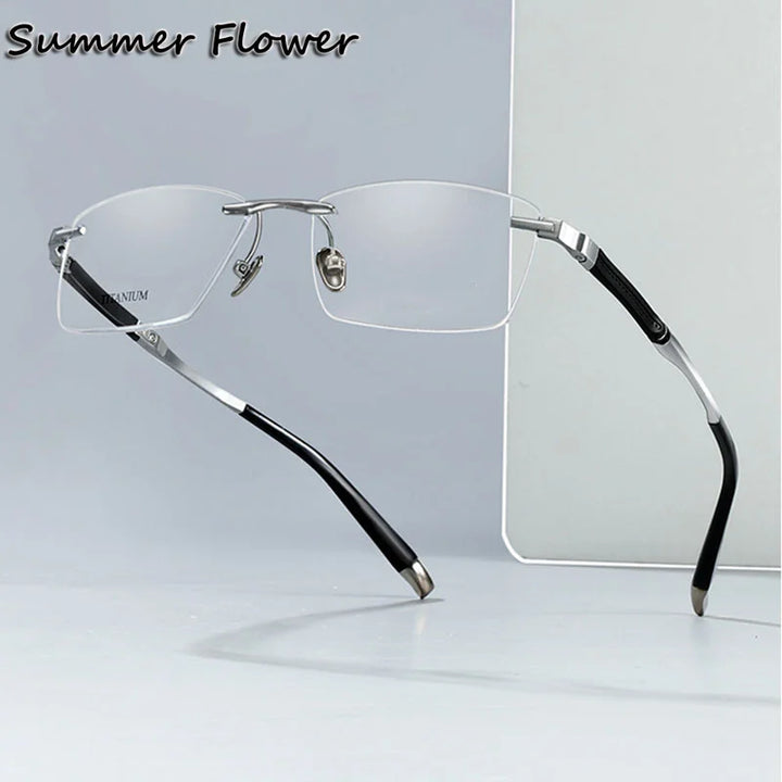 Summer Flower Women's Rimless Square Titanium Eyeglasses 90582
