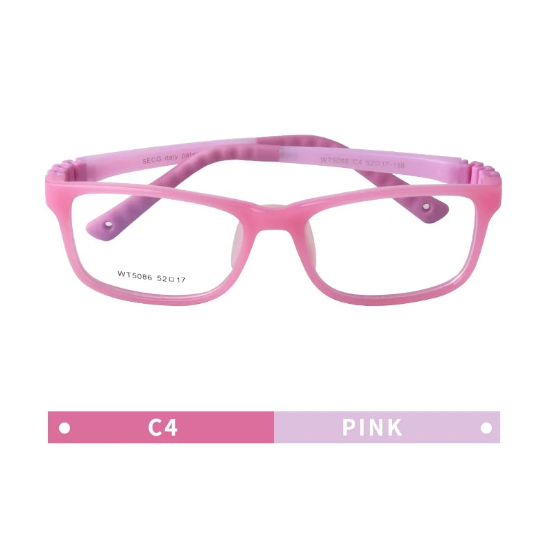 Secg Unisex Youth's Full Rim Square Tr 90 Silicone Eyeglasses 5086 Full Rim Secg C4 PINK  