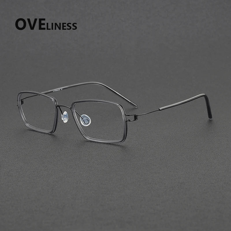 Oveliness Women's Full Rim Square Acetate Titanium Eyeglasses 381047