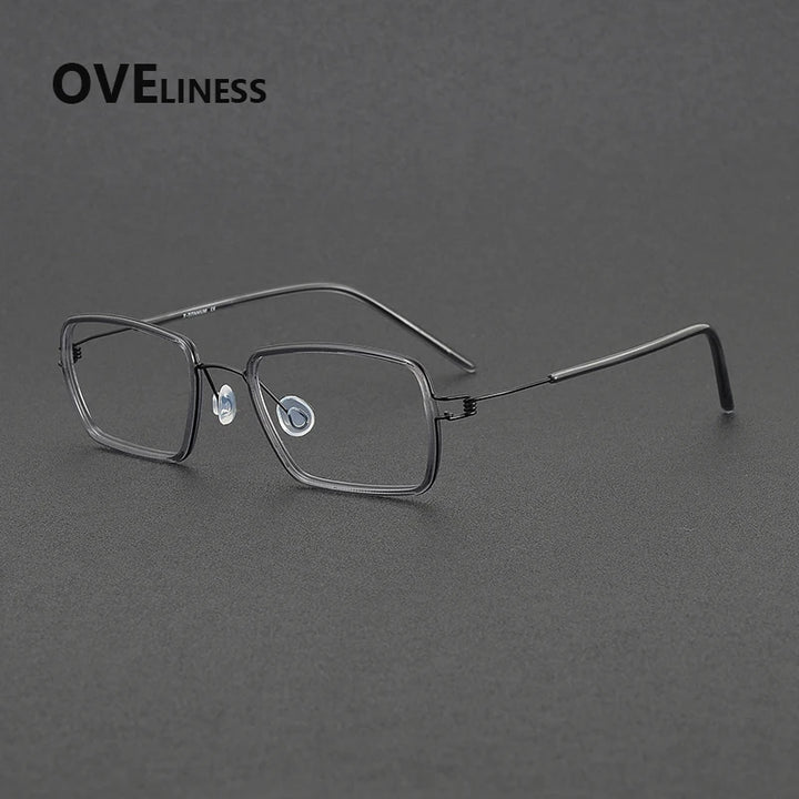 Oveliness Women's Full Rim Square Acetate Titanium Eyeglasses 381047