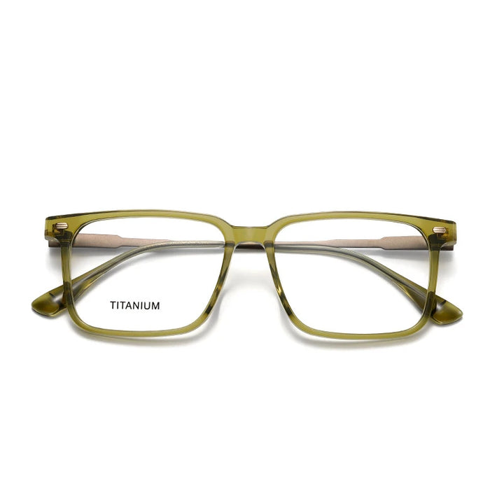 Aror Unisex Full Rim Square Acetate Titanium Eyeglasses 842194 Full Rim Aror transparent Green