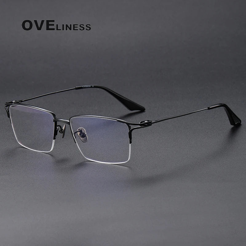 Oveliness Unisex Semi Rim Square Titanium Eyeglasses 8103 Semi Rim Oveliness black  