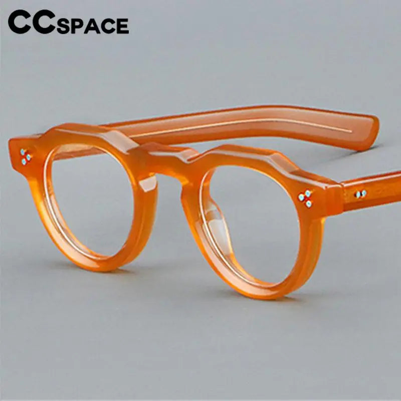 CCspace Unisex Full Rim Flat Top Round Acetate Eyeglasses 57171 Full Rim CCspace   