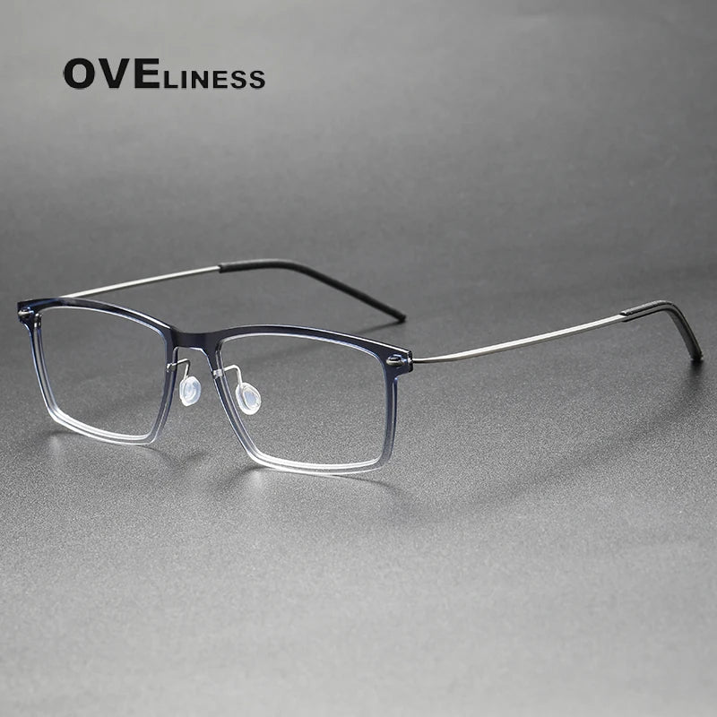 Oveliness Women's Full Rim Square Acetate Titanium Eyeglasses 366544