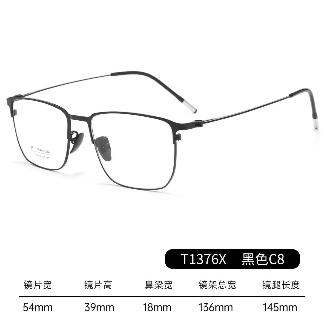 Gmei Optical T1376X men's square alloy prescription eyeglasses — view 6