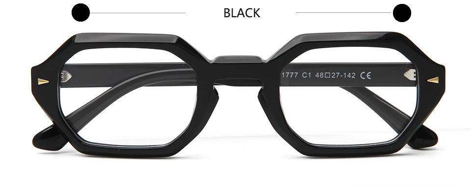 Esnbie Unisex Full Rim Hexagon Acetate Eyeglasses 241777