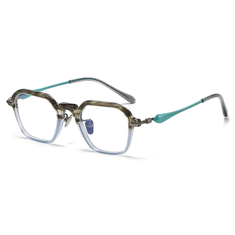 Nobler Unisex Full Rim Flat Top Square Acetate Titanium Eyeglasses A605 Full Rim Nobler C2  