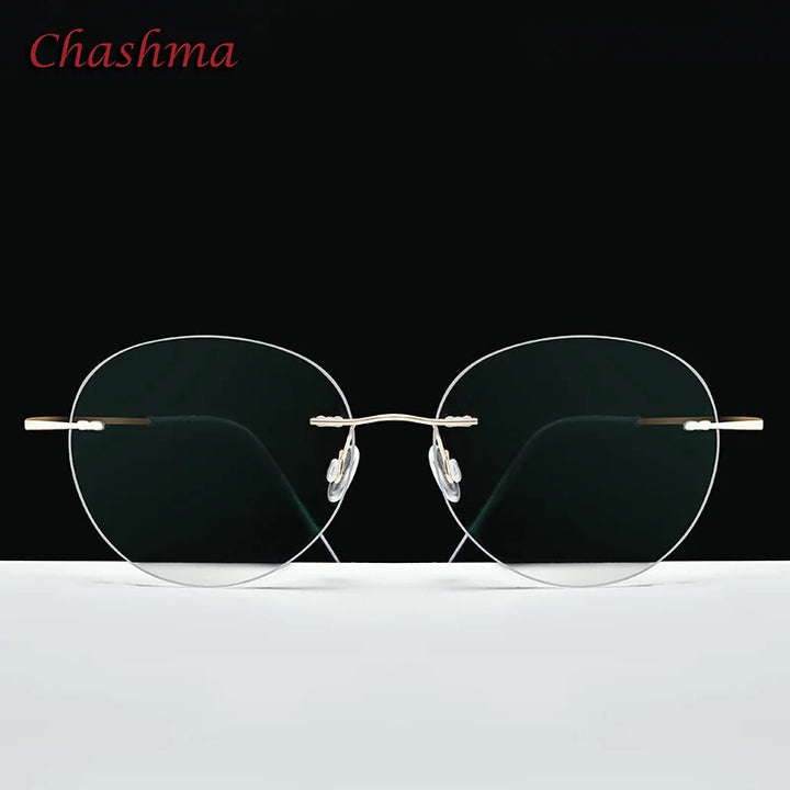 Chashma Ochki Unisex Rimless Cat Eye 2g Titanium Eyeglasses 003 Rimless Chashma Ochki Shape F  