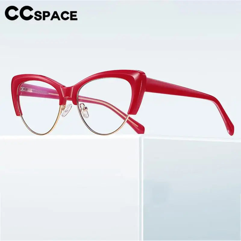 CCspace Unisex Full Rim Square Cat Eye Tr 90 Titanium Eyeglasses 57455 Full Rim CCSpace   