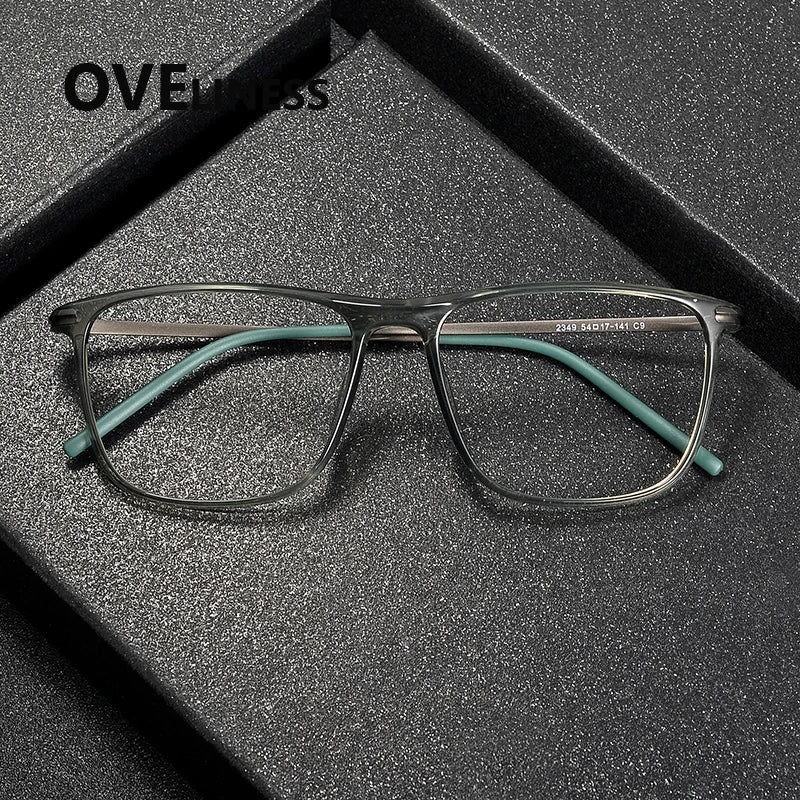 Oveliness Unisex Full Rim Square Acetate Titanium Eyeglasses 72349 Full Rim Oveliness